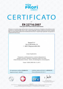 Certificato TUV PROFI CERT EN 22716